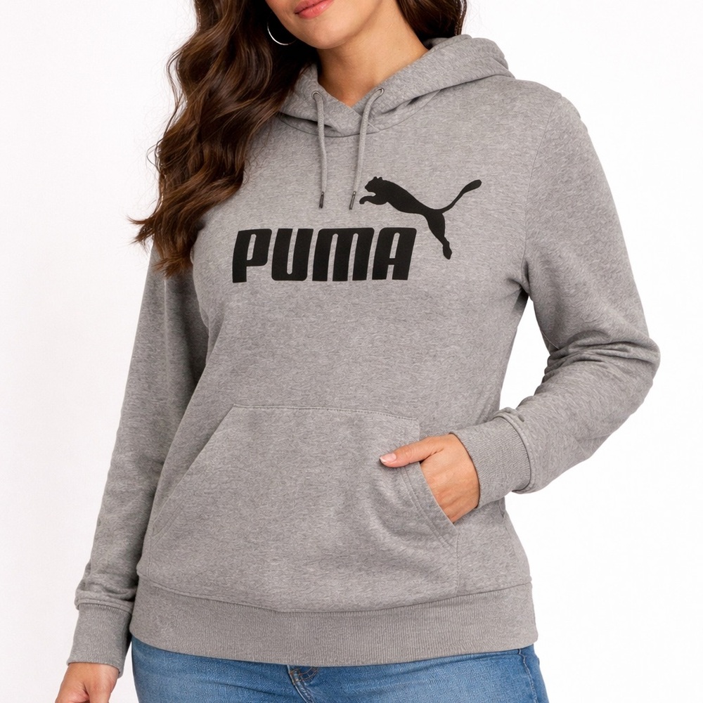 Puma Gray Crewneck Hoodie with Black Logo